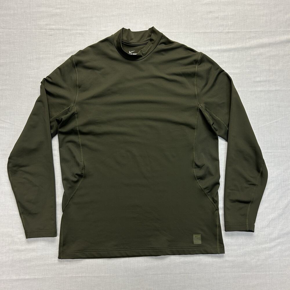 Nike Pro Combat Compression Shirt Mens XL Green Dri Fit Long Sleeve Athletic Top